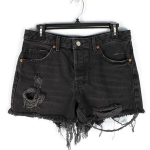 Topshop Moto Ashley distressed black short